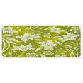thumbnail image 1 of Floral Kitchen Mat, Flourishing Flower Pattern on Green Background Nature Illustration, Plush Decorative Kitchen Mat with Non Slip Backing, 47" X 19", Pale Green White, by Ambesonne, 1 of 1