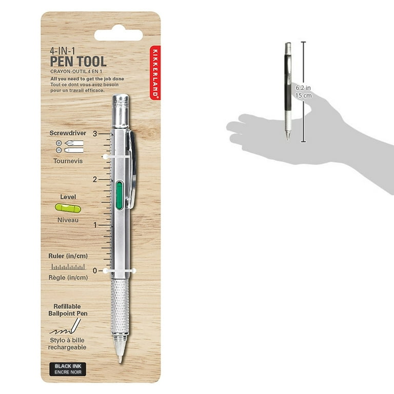 Kikkerland 4in1 Pen Multi Tool Philips Flat Ballpoint Screwdriver Ruler  Inch Cm 
