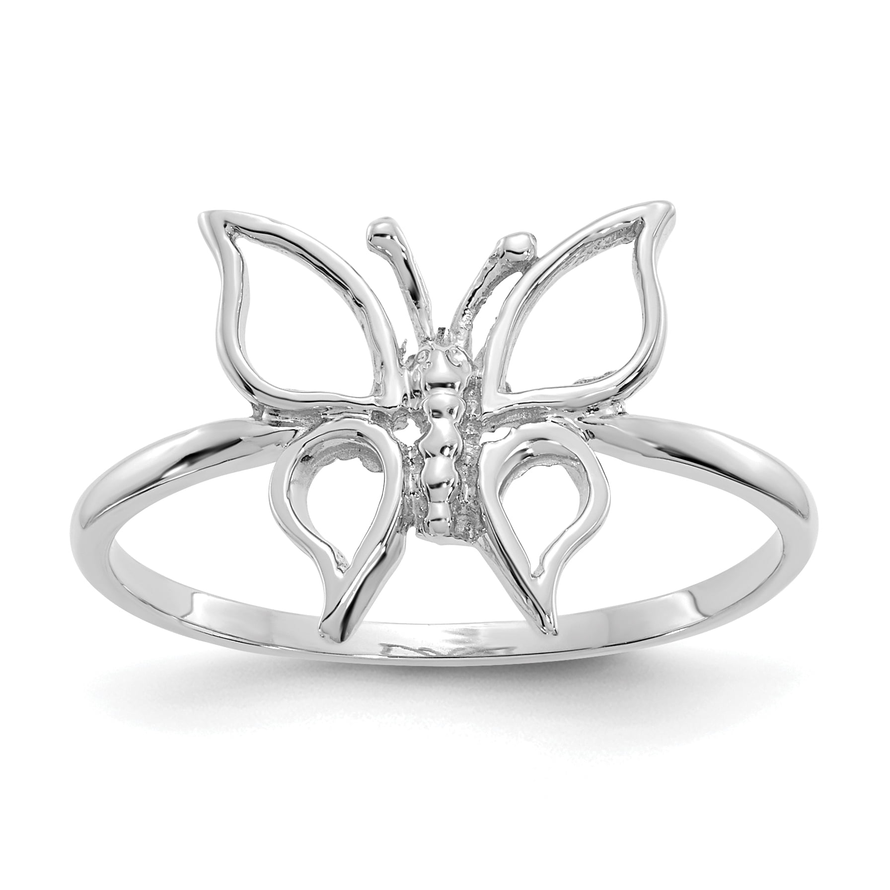 14k White Gold Polished Butterfly Ring - Walmart.com