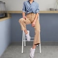 thumbnail image 2 of Foldable Chair Tall Folding Chair Portable Folding Stool W/ Backrest 70cm Seat, 2 of 16