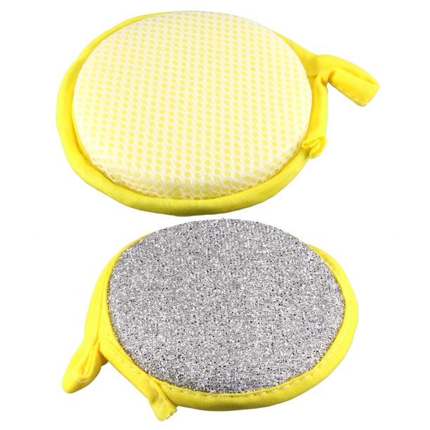 2 Pack Double Sided Bowl Dish Scrubber Scrub Pad Sponge