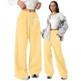 thumbnail image 2 of Mercatoo Heart Print Sweatpants for Girls Baggy Athletic Pants Wide Leg 𝗬2K 𝗗rawstring Elastic Waist Joggers with Pocket, 2 of 7