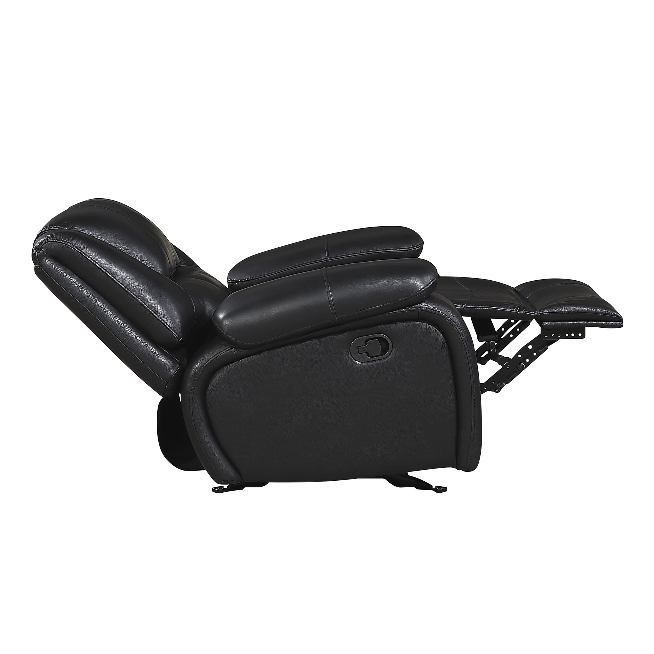OakvillePark Arlisse Leather Match Manual Glider Reclining Chair, Black