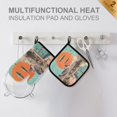 thumbnail image 4 of Yayeee Oven Mitts and Pot Holder Set of 2 Heat Resistant Kitchen Gloves Baking Hot Pad, Retro UFO, 4 of 5