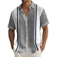 thumbnail image 2 of Lumtrix Mens Casual Summer Cotton Button Down Short Sleeve Shirts Cuban Camp Guayabera Beach Tops Dark Gray 3XL, 2 of 5