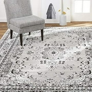Home Dynamix Premium Sakarya Traditional Medallion Area Rug, Grey/Ivory, 78x107