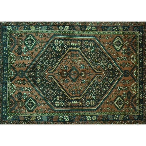 Ahgly Company Machine Washable Indoor Rectangle Persian Turquoise Blue Traditional Area Rugs, 5' x 7'