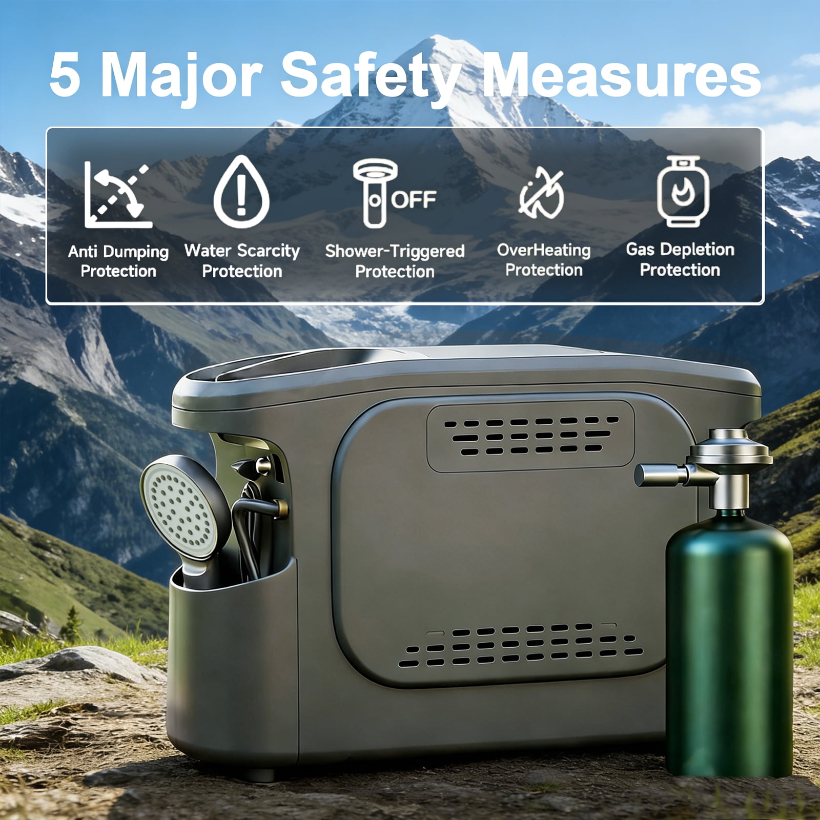 ROCKRAY Portable Propane Water Heater for Camping,Instant Hot Water Heater with 5200mAh Battery,Max 180 Mins Runtime, Outdoor Shower for RV, Cleaning & Pet Washing