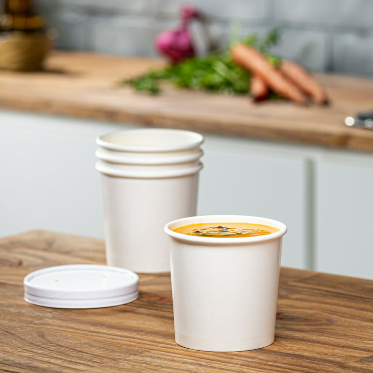 Comfy Package 8 oz Hot Food Containers with Vented Lids Disposable Ice Cream & Soup Cups, 25-Pack, Size: 8oz, White