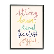Stupell Industries Fearless Motivational Words Phrase Rainbow Calligraphy List Graphic Art Black Framed Art Print Wall Art, Design by Heather McLaughlin