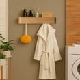 thumbnail image 7 of Wall-Mounted Coat Rack – Floating Wood Shelf with Hidden Hooks – Modern Entryway Organizer for Hallway or Closet (Natural), 7 of 7