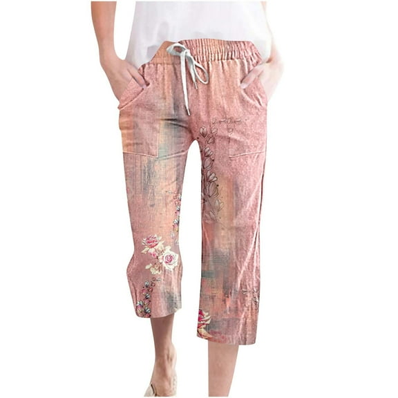 LEBONYARD Women Wide Leg Pants Loose High Waist Trousers,Women Casual Pants Straight Leg Drawstring Elastic Waist Loose Comfy Trousers with Pockets Pink M