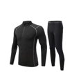 thumbnail image 1 of Qarigey Ropa deportiva para hombre, ropa deportiva para correr, ejercicio, gimnasio, traje deportivo, traje térmico transpirable elástico, chándal con Pijama gris negro S Qarigey AP013099-05B, 1 of 6