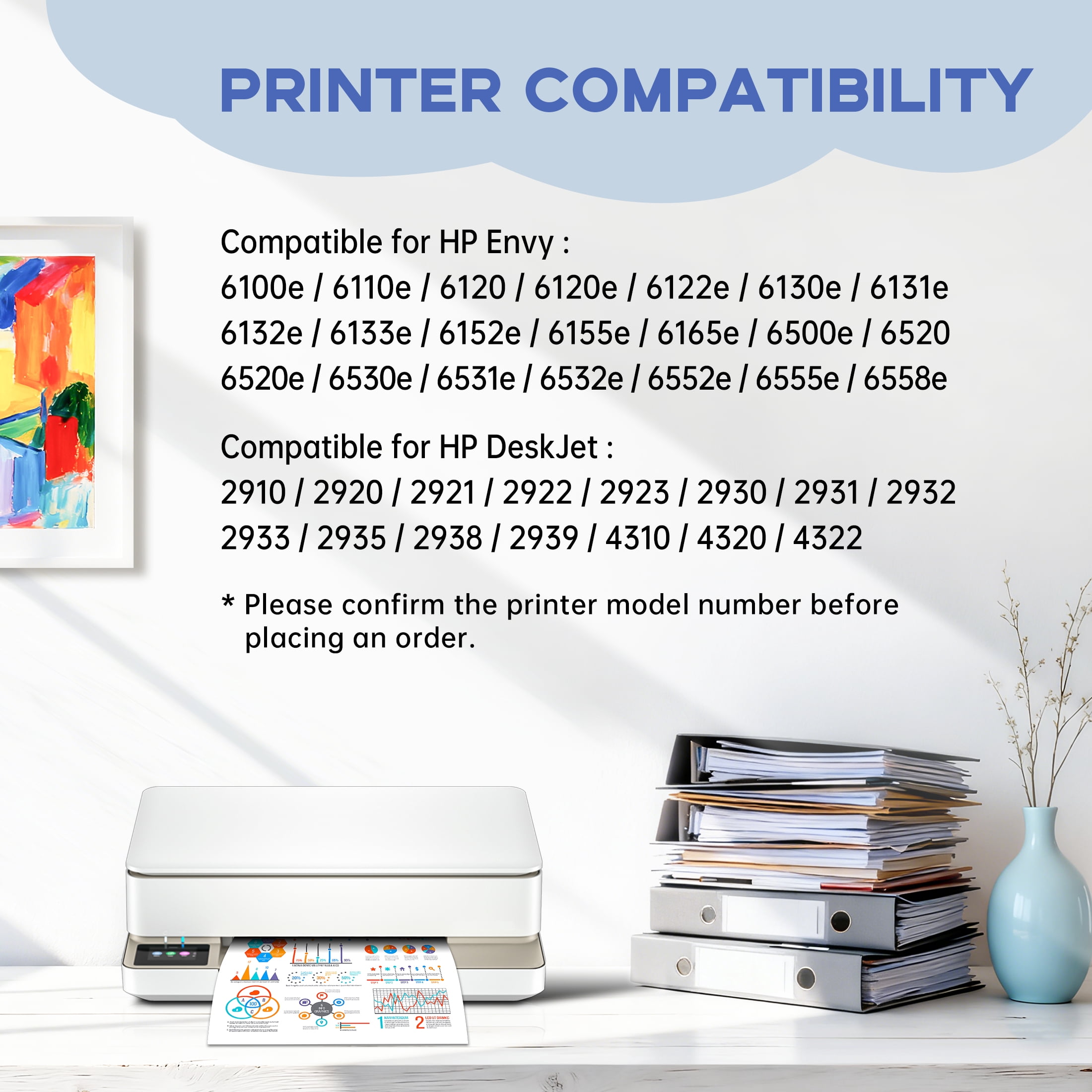 2-Pack 68XL 68e Black Ink Cartridge, High Yield 68 XL Ink Cartridge Compatible  for HP68 68XL Ink Cartridges for Envy 6100e 6155e 6555e DeskJet 2900 4300 Series Printers