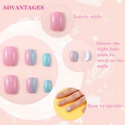 Topekada 120 Pcs Kids Fake Nails Press-on Nails,Pre-glue Full Cover, Glitter Gradient Color Rainbow Short False Nail Art Kits Set for Girls(Multicolor)