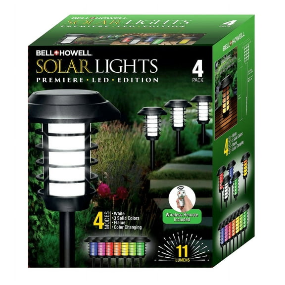 Bell   Howell Smart Solar Pathway Lights Color Changing 4 Pack