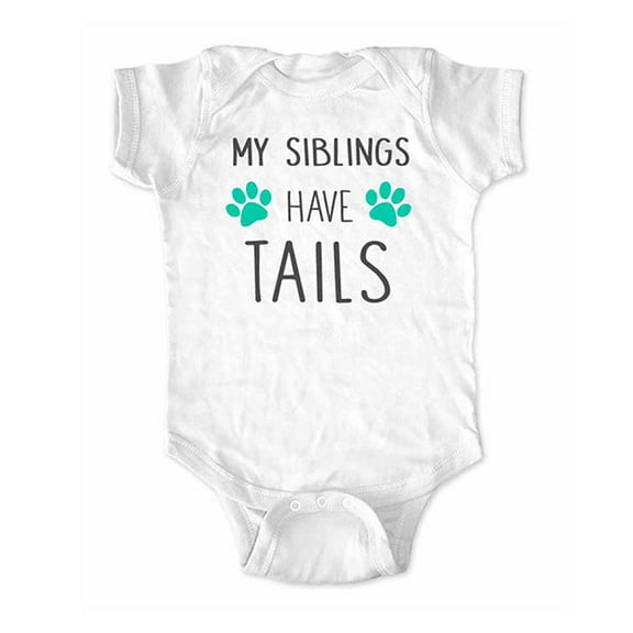 My Siblings have Tails - wallsparks cute & funny Brand - baby one piece bodysuit - Great baby shower gift!