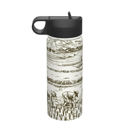 

Bingfone Rice Harvest Print 18oz Sports Insulated Kettle With Straw Leakproof & BPA Free Drinking Sports Water Bottle for Fitness Gym & Outdoor