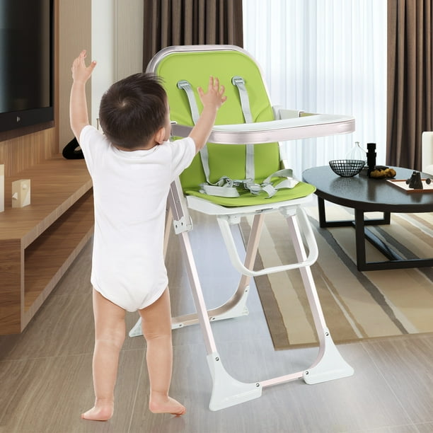 FAGINEY Baby Toddler Folding High Chair with Harness Removable Tray, Toddler High Chair, High
