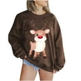 thumbnail image 2 of Chandail en Molleton de Noël pour Femmes 2023 Mode Manches Longues Col Rond Imprimé de Noël Hauts Amples Blouse Chandails en Molleton en Liquidation, 2 of 5