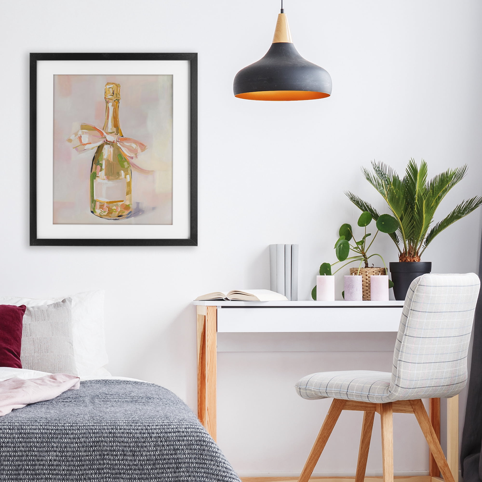 Stupell Industries Pink Champagne Celebration Black Framed Print Under Glass, design by The Prints Vibe