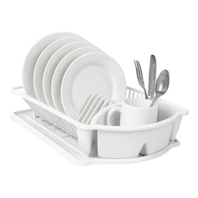 Escurridor de platos con charola blanco Organizador Platos Trastes