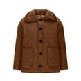 thumbnail image 6 of Miluxas Women's Fashion Loose Long Sleeve Solid Color Casual Quilted Solid Color Cotton Padded Jacket with Pockets Coffee XXL(XXL), 6 of 8