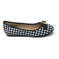 thumbnail image 2 of Women’s Black and White Houndstooth Ballerina Flats with Bow – Round Toe Slip-On Dress Shoes – Comfortable Casual Everyday Flats for Work, Office, Travel, or Evening Wear, 2 of 5