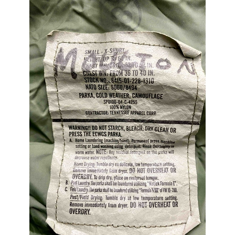 USGI Genuine ECWCS Gore Tex Woodland Cold/Wet Weather Parka - Small X-Short