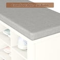 thumbnail image 2 of Shoe Bench with Cushion, Entryway Storage Bench with 18 Cubbies, 9.5" Widened Shoes Rack Benchs, Shoe Cubby Rack for Living Room, Bedroom, Entryway, White, 2 of 8