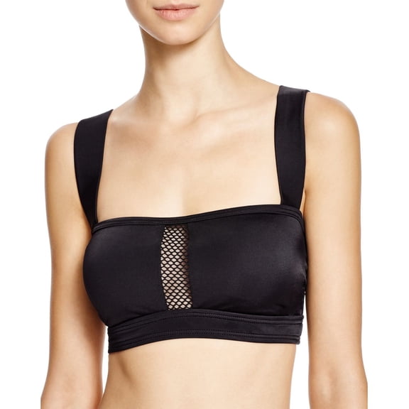DKNY BLACK Mesh Effect Splice Bikini Swim Top, US Large