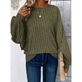 thumbnail image 2 of Women Tunic Plus Size Long Sleeve Tops Loose Fit Dressy Crew Neck Pullover Basic Sweaters  Green 4XL, 2 of 6
