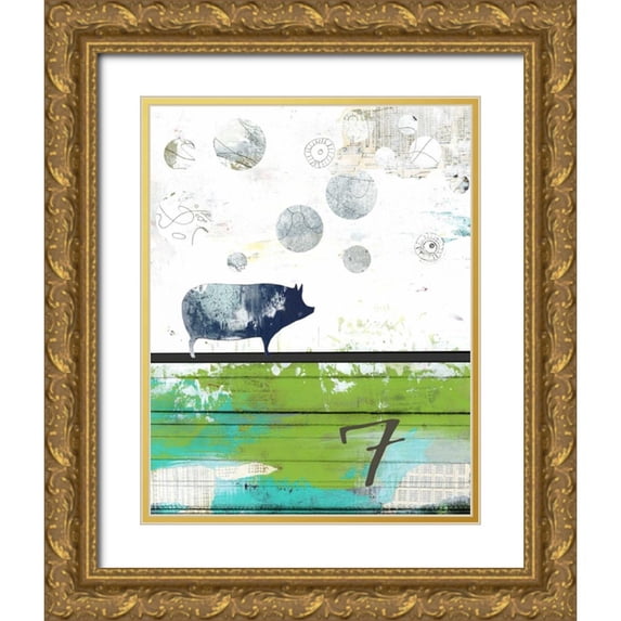 Ogren, Sarah 12x14 Gold Ornate Wood Framed with Double Matting Museum Art Print Titled - Pig 7