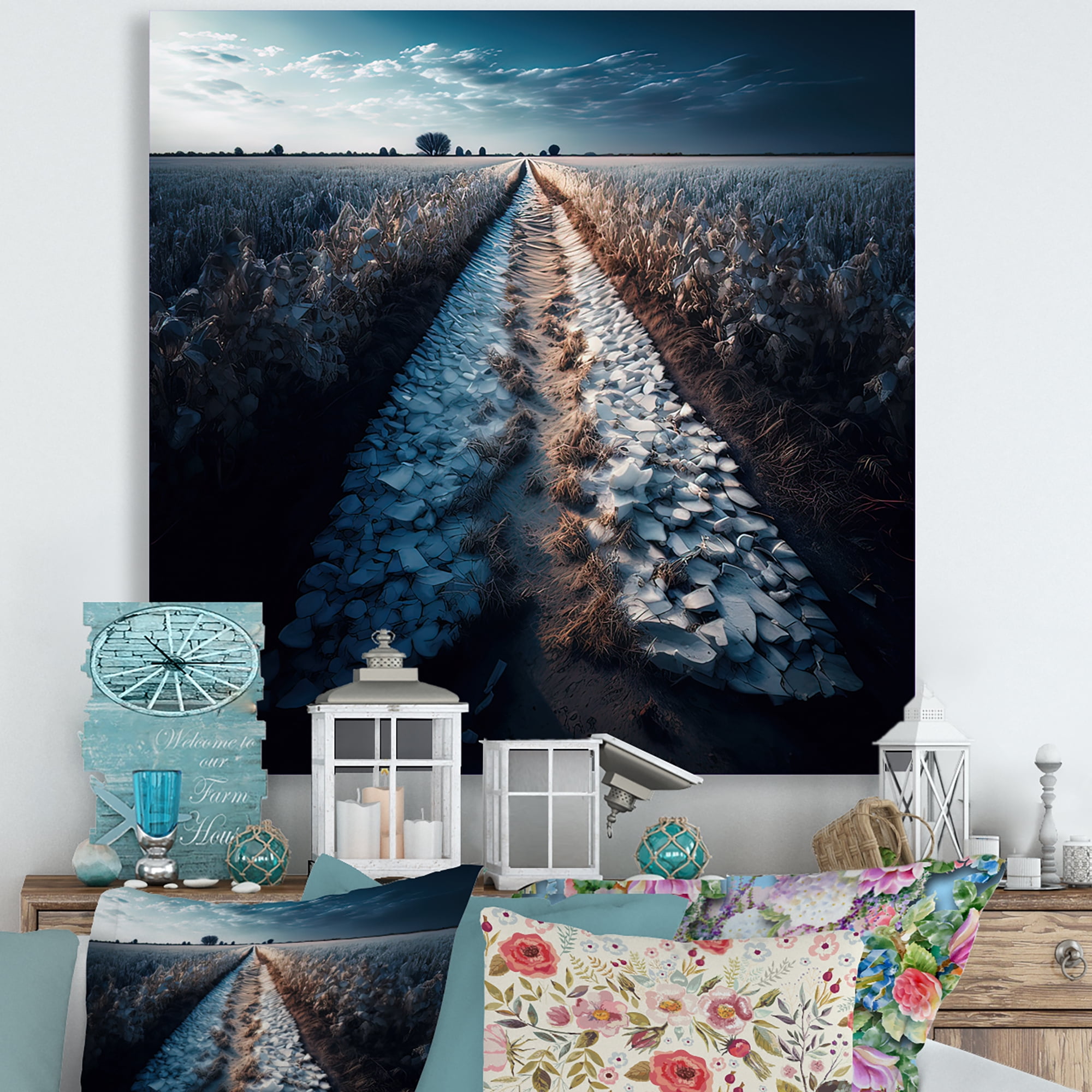 Designart Path In The Middle Of A Field II Canvas Wall Art