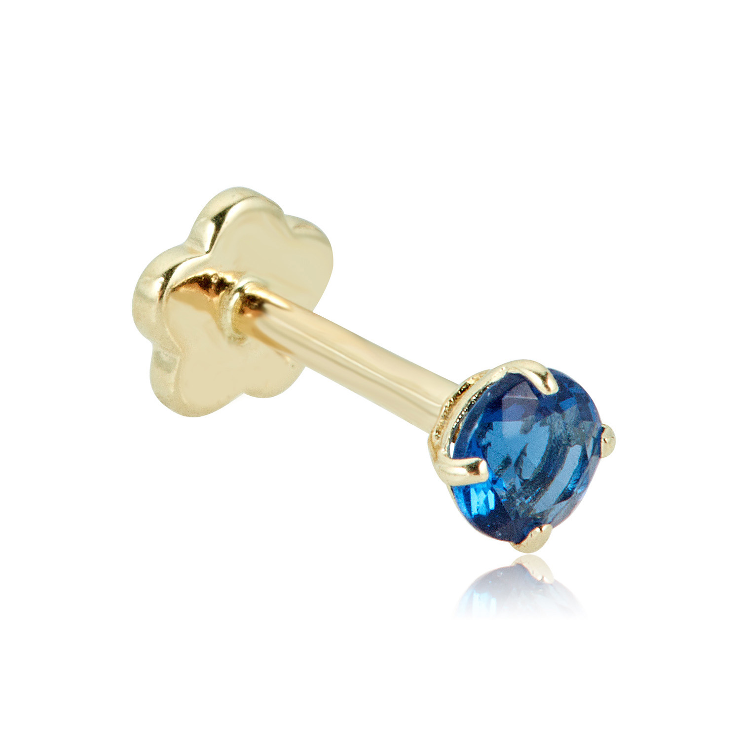 AVORA 14K Yellow/White Gold 3mm Round Cubic Zirconia (0.1 carat) Cartilage - Picture 16 of 43