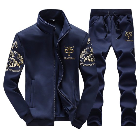 ibiyuan Men’s Linen Set 2 Pieces Long Sleeve Pullover Hoodie and Pants Long Sleeve Hoodies Sweatshirt and Sweatpants Set Sweatsuit Outfits,Blue