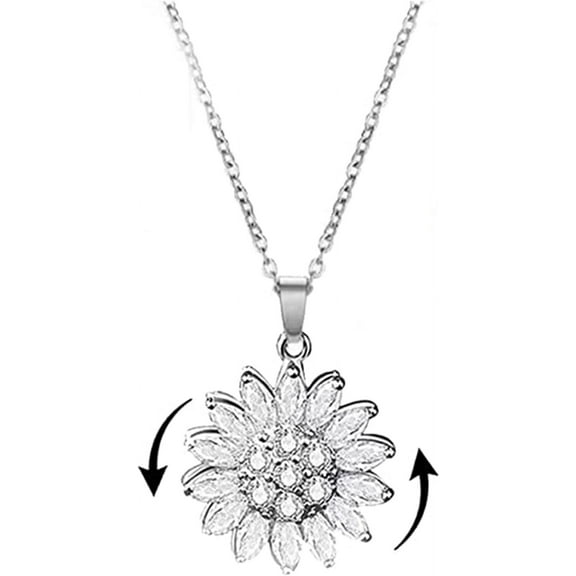 To My Daughter - Sunflower Fidget Necklace, You are My Sunshine Rotating Necklace, Spinning Sunflower Necklace Pendant, Daisy Flower Anxiety Necklace Jewelry for Women