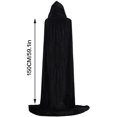 thumbnail image 2 of Capa negra con capucha, capa de terciopelo, disfraz de vampiro para mujeres, hombres y adultos para carnaval, disfraz de cosplay de Halloween, 2 of 5