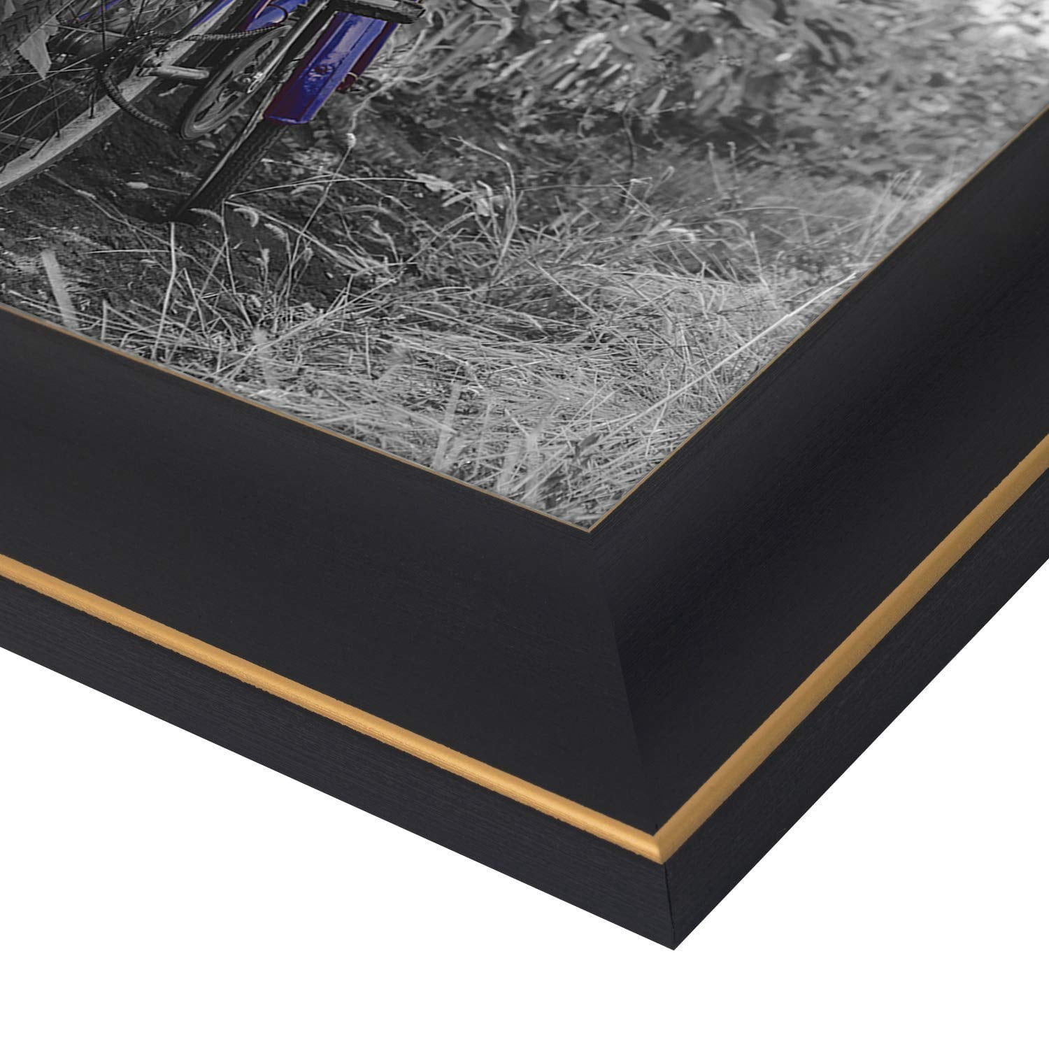 Americanflat 5x7 Rustic Picture Frame in Black with Gold Trim and Polished Glass - Horizontal and Vertical Formats for Wall and Tabletop - Pack of 2