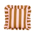 thumbnail image 2 of Striped Ruffle Throw Pillow Covers Square Boho Decorative Pillowcases Soft Cushion Cover Cases for Outdoor Indoor Sofa Bed Living Room Decor, 18"x18", 2 of 6