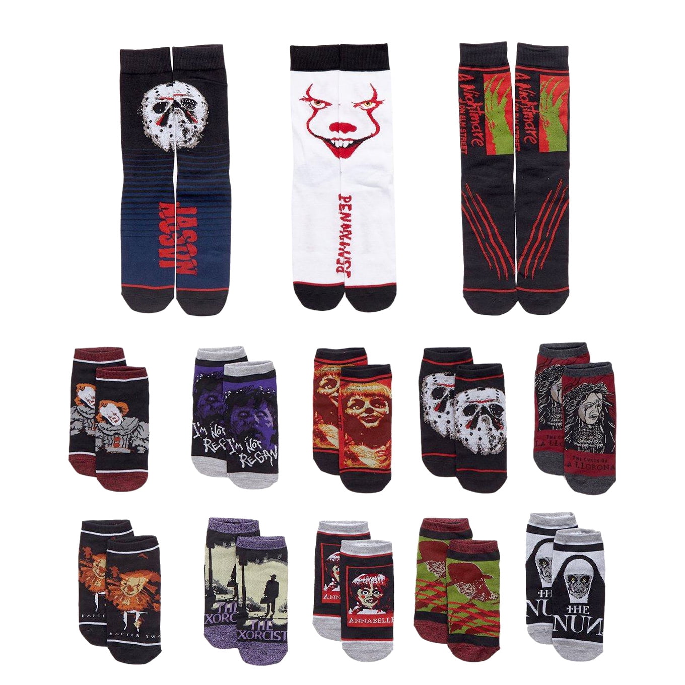 Horror Movies 13 Scary Days Of Socks Adult Ankles And Crews Gift Box Set 13 Pairs