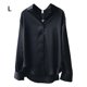 thumbnail image 1 of Blusa de mujer Camisa holgada de manga larga de satén Retro Girl Casual Top, Negro, L Yuarrent AP001166-21B, 1 of 7