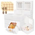 thumbnail image 1 of Cajas para Postres, Cajas Individuales para Cupcakes, Cajas de Panadería Blancas con Ventana, Adecuado para Pasteles, Dulces, Galletas, Chocolates, etc., 1 of 4