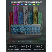 Wireless Keyboard and Mouse Combo - Ergonomic Wave Rechargeable Keyboard with Soft Leather Wrist Rest, RGB Backlit -Black