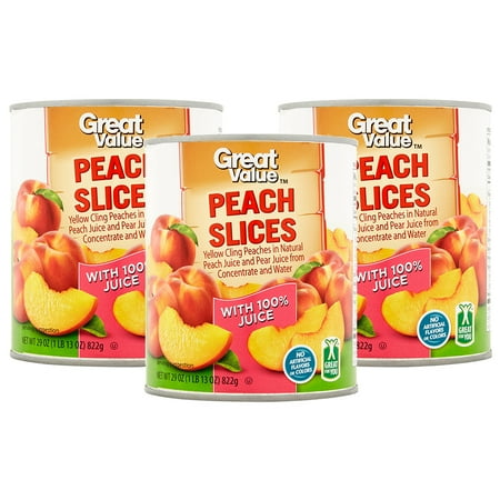 Cinnamon Pears - (3 Pack) Great Value Peach Slices in Peach & Pear Juice, 29 oz
