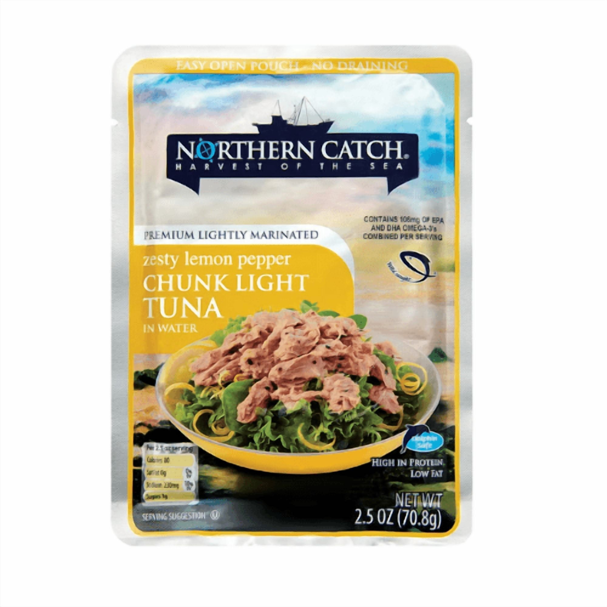 Northern Catch Original Chunk Light,Zesty Lemon Pepper Tuna and Sweet and Spicy Tuna in Water Pouch, 2.5 oz