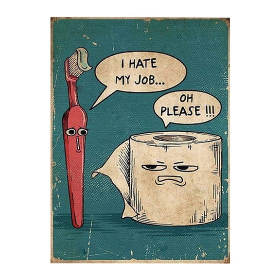 KDJ I Hate My Job Oh Please Funny Bathroom Sign 16" x 24" Canvas Sign - for Home Decor
