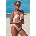 thumbnail image 4 of POGLIP Bikini Nervuré à Bretelles Spaghetti Rose pour Femme, 4 of 6