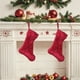 thumbnail image 1 of Media navideña de terciopelo | Calcetín navideño de terciopelo con nudo y cuerda decorativa con copos de nieve y estrellas | 15,75 x 7,48 pulgadas, colgante navideño para árbol de Navidad, ideal, 1 of 6
