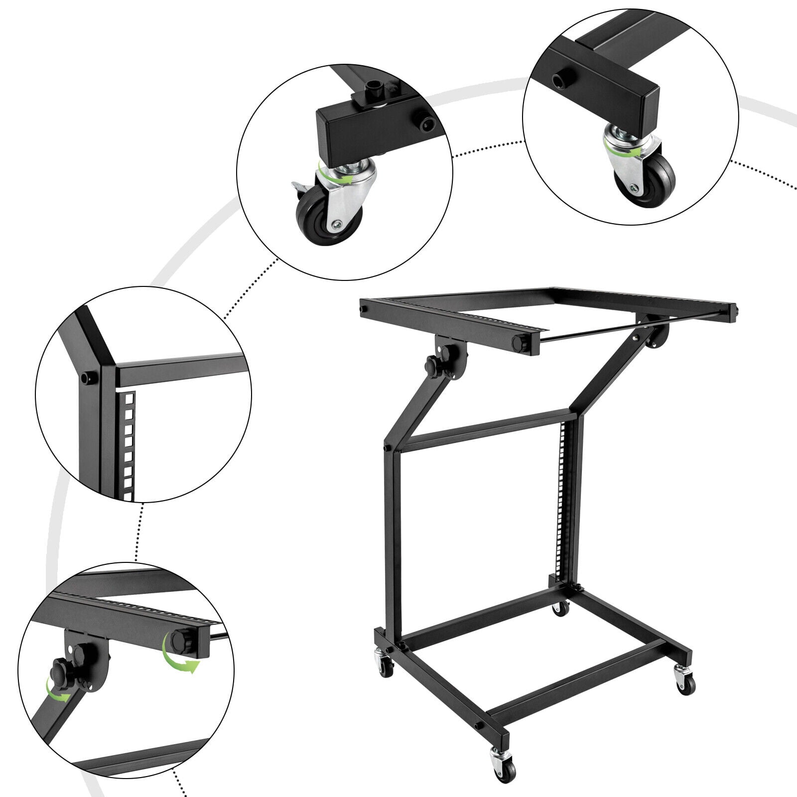 12U DJ Mixer Stand, Adjustable DJ Mixer Rack with Angle Tilt, DJ Equipment Stand for Club, Studio, Stage, Live Performance, Audio Mixer Rack